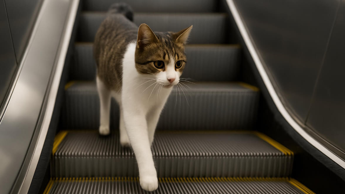 エスカレーターを逆走？イスタンブール空港で撮影された猫の動画が話題に